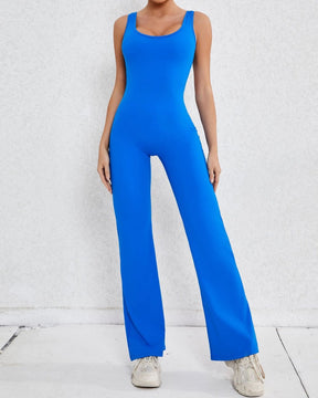 Hollow Back Sports Flared Yoga Jumpsuit