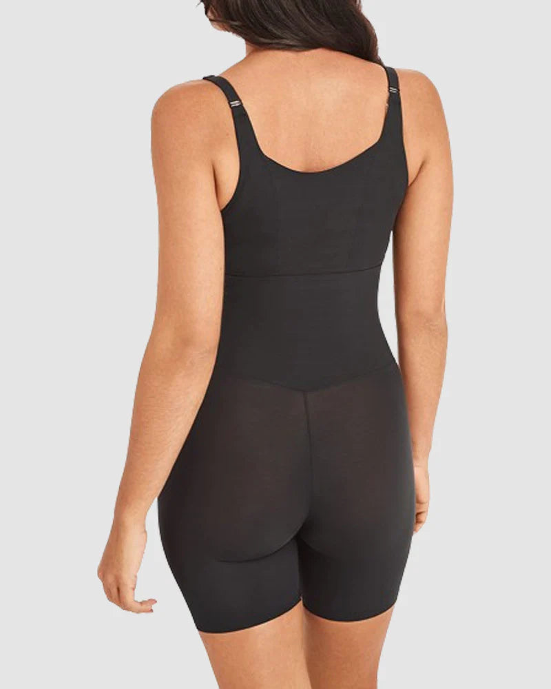 Seamless Tummy Control Shapewear Open-Bust Mid-Thigh Bodysuit