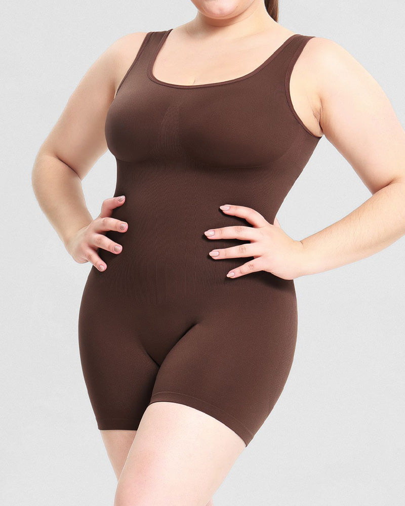 Women's Tummy Control Mid-Thigh Seamless Outerwear Bodusuit Shapewear