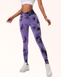 Seamless Tie Dye Stretchy Leggings Tummy Control Sports Yoga Pants