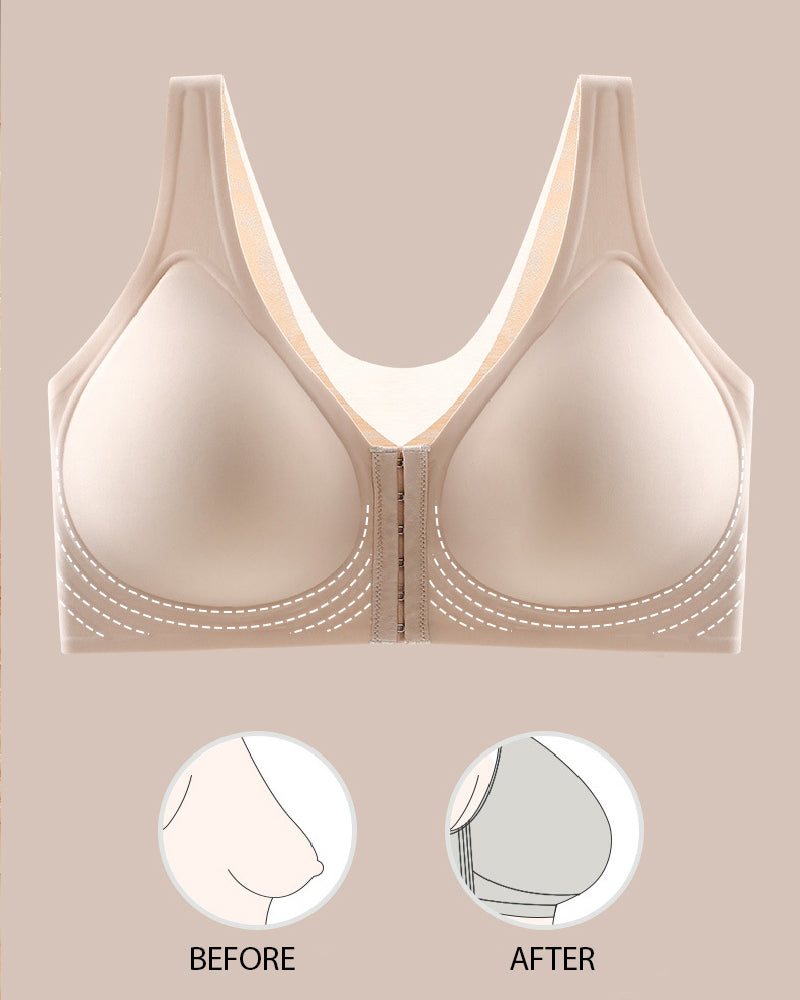 Smooth Front Buckle Large Size Bra Back Support Wireless Anti-sagging Underwear