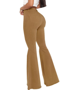 High Waist Butt Lift Versatile Elastic Multicolor Flare Jeans