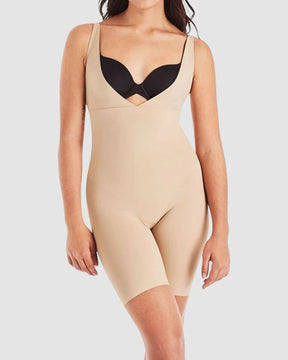 Seamless Tummy Control Shapewear Open-Bust Mid-Thigh Bodysuit