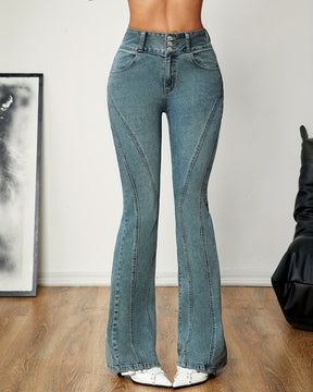 High Waist Fashionable Trendy Flared Jeans