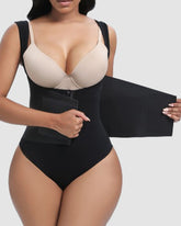 Women Low Back Tummy Control Thong Bodysuit Shapewear with Reinforced belt