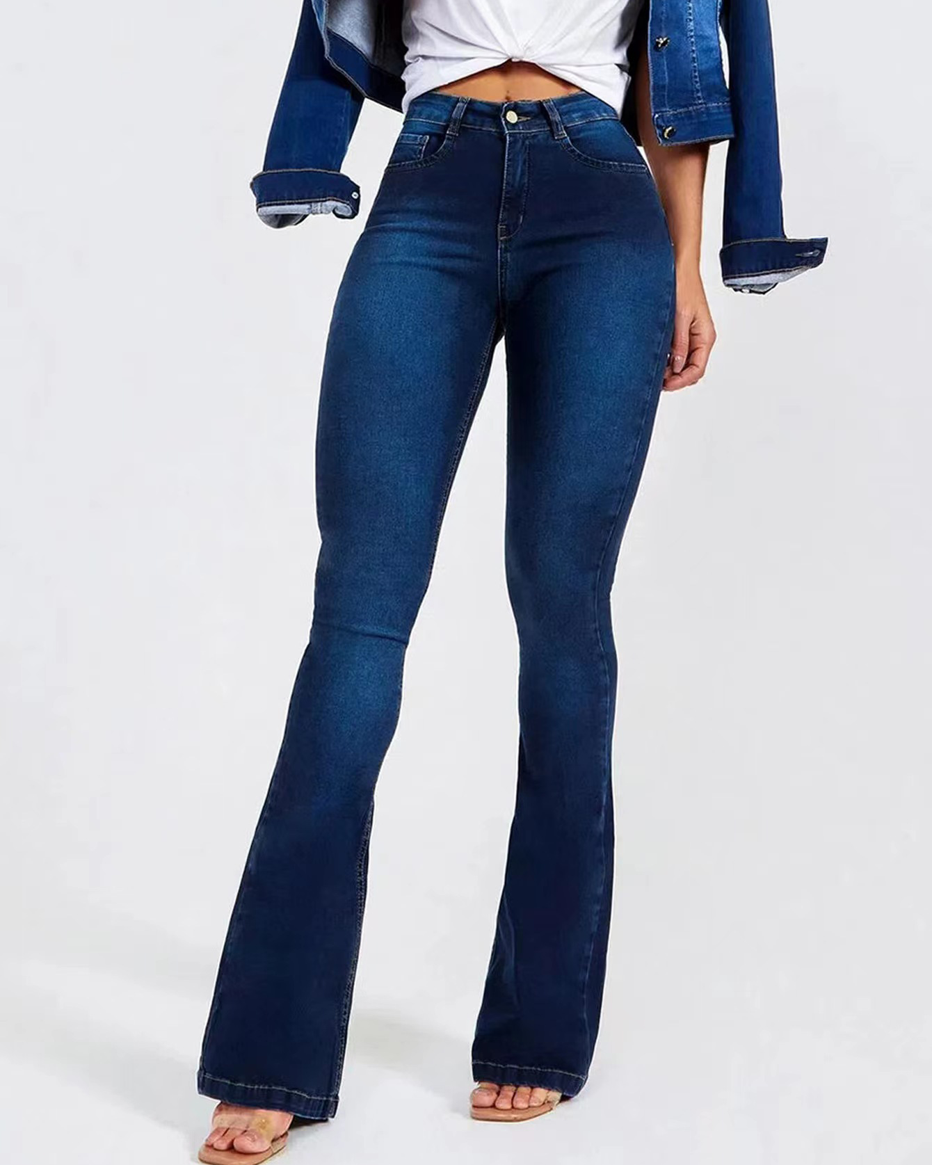 Women's High-Waisted Flared Slim Stretch Trend Jeans