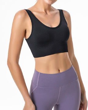 Women's Wireless High Support Adjustable Padded Push Up Crop Tank Top Sports Bra