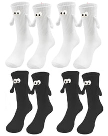 Creative Cartoon Magnetic Hands Socks Couple Unisex Embroidered Eye Mid Tube Cotton Socks