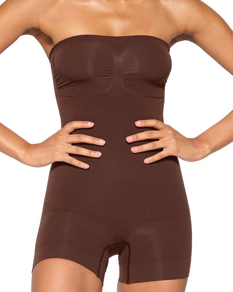 Slimming Sleeveless Bodysuit With Removable Shoulder Strap