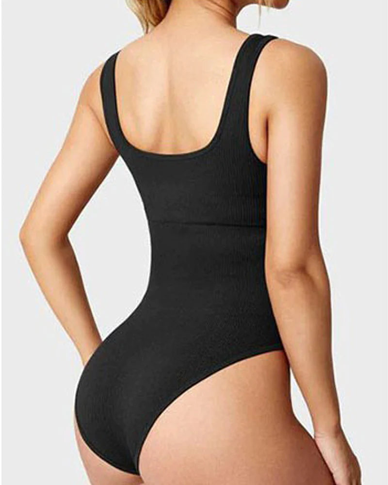 Women's Shapewear Bodysuits Sexy Ribbed Sleeveless Square Neck Tank Tops