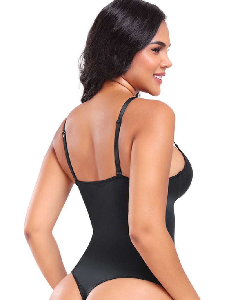 Women's Smooth Push Up Tummy Control Thong Sleeveless Bodysuit Shapewear