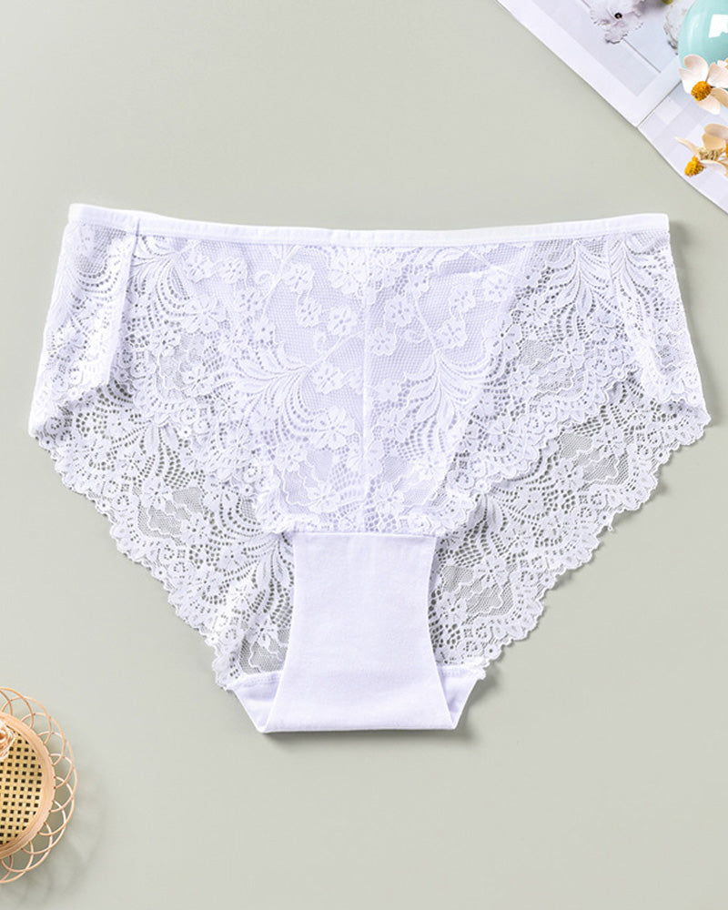 Plus Size Sexy Lace Briefs Comfortable And Breathable High Stretch Underwear