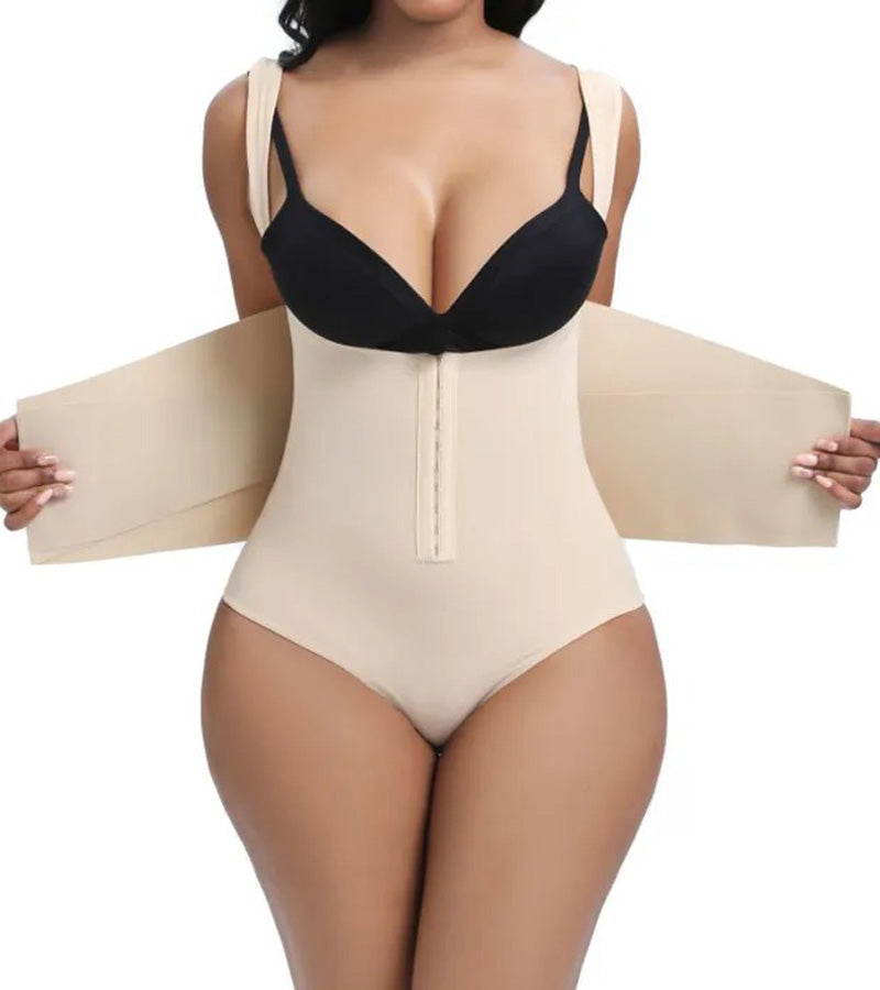 Women Low Back Tummy Control Thong Bodysuit Shapewear with Reinforced belt