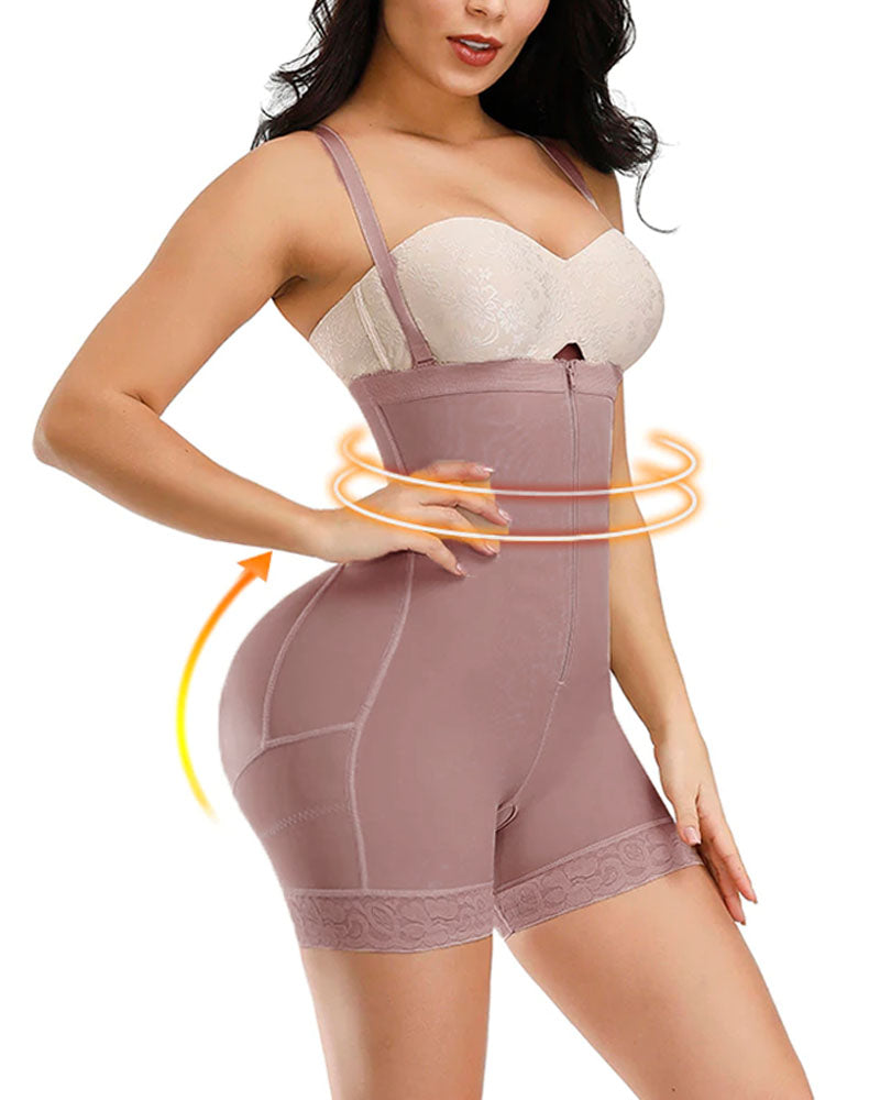 Corset Tummy Control Butt Lifter Panties Shapewear Bodysuits Open Bust Zipper