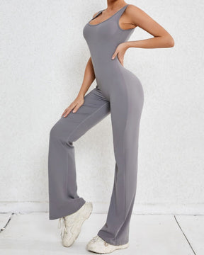 Hollow Back Sports Flared Yoga Jumpsuit