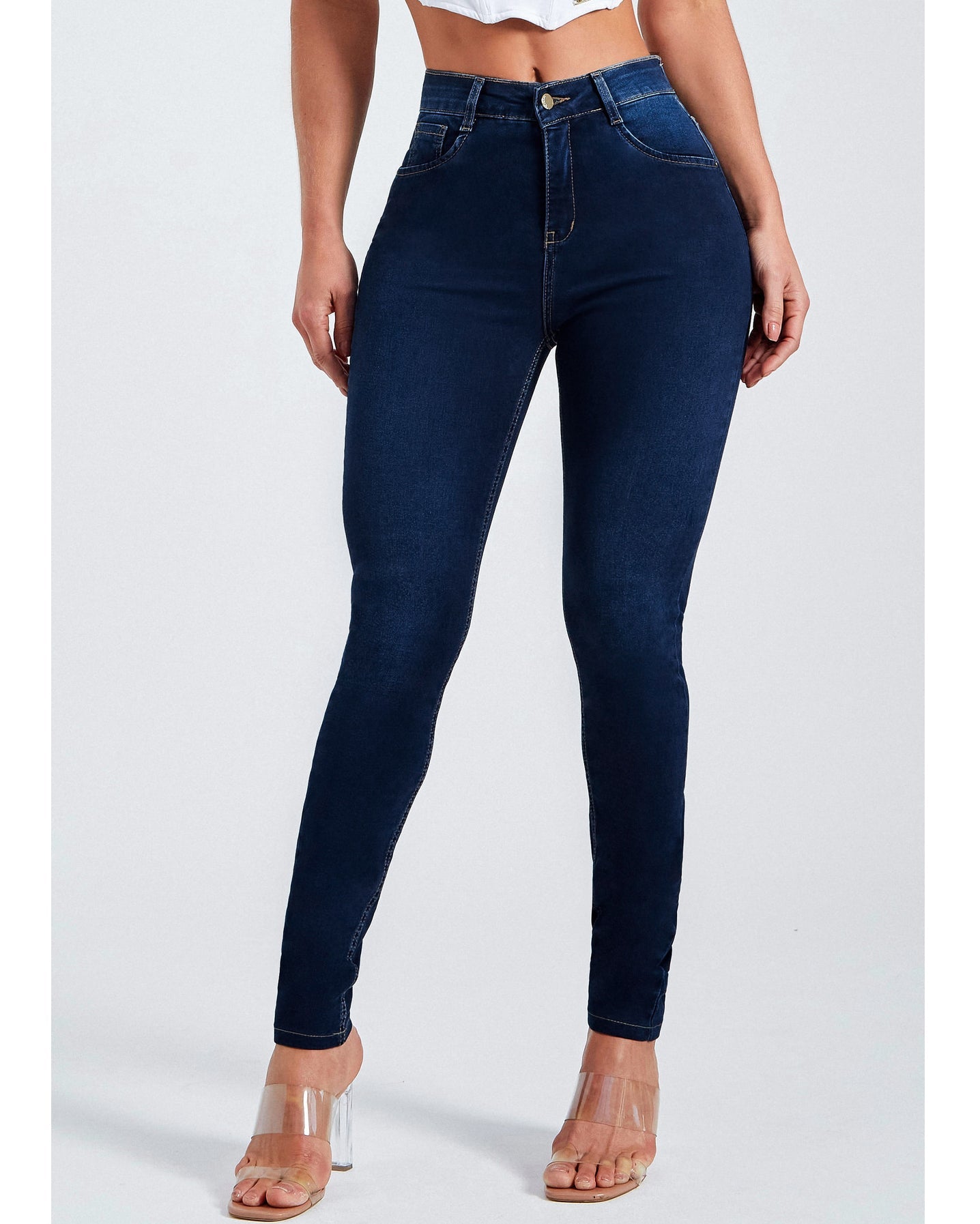 Slim fit high waist stretch pencil jeans