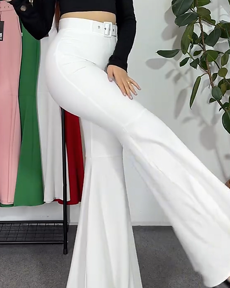 Sexy Slim High Waisted Stretch Bell Bottoms Pants with Belt (Pre-Sale)