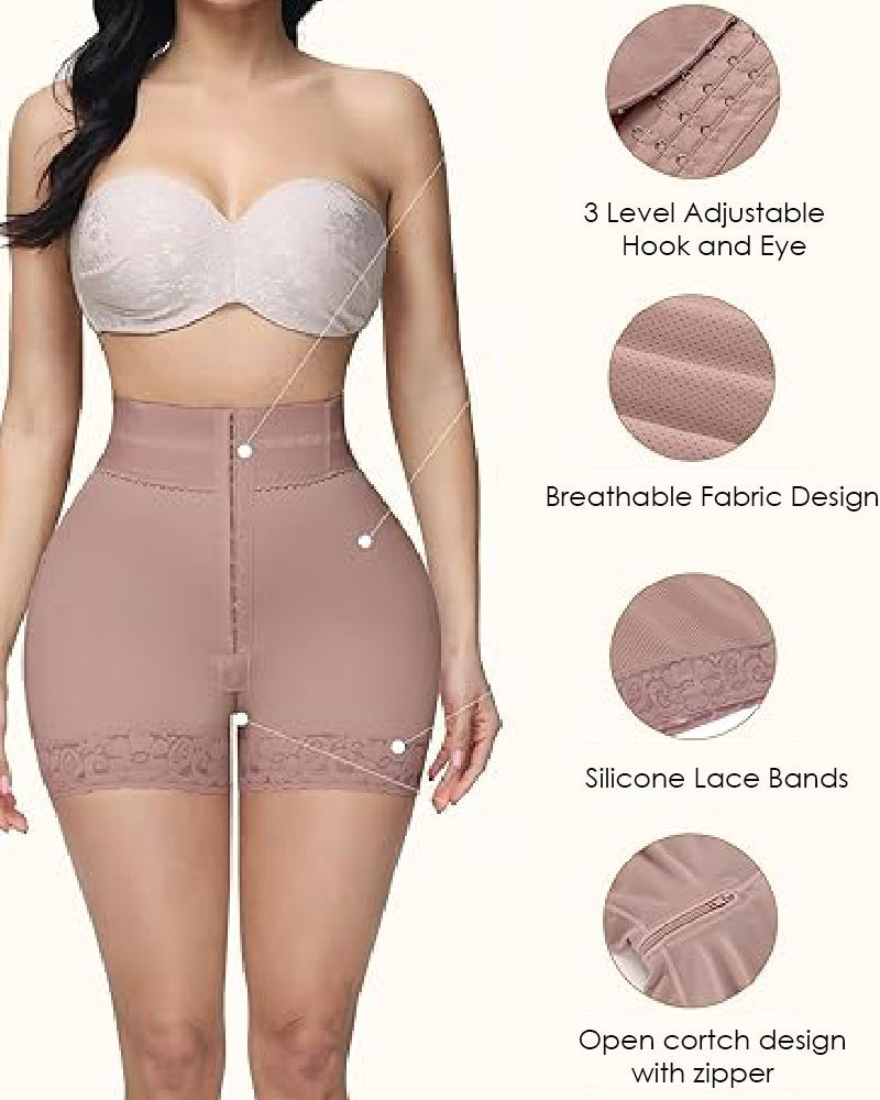 Double Compression High Waisted BBL Shorts With Mid-section Tummy Control Panties